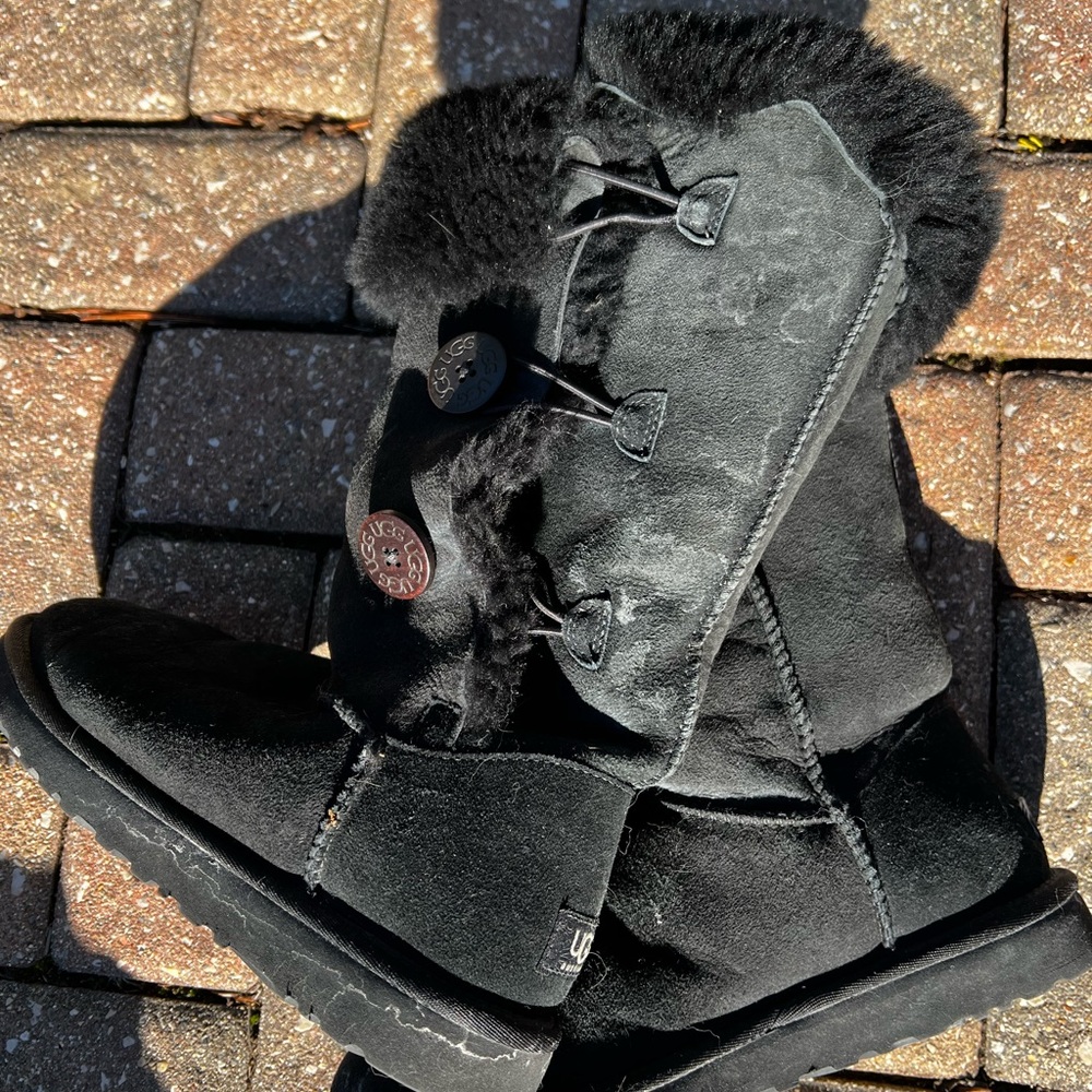 Ugg 3-Button Suede And Shearling Boots, Size 9. - image 5